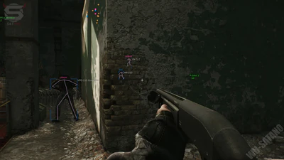 Escape from Tarkov auto aim assist tracking a moving target while loot ESP stays visible