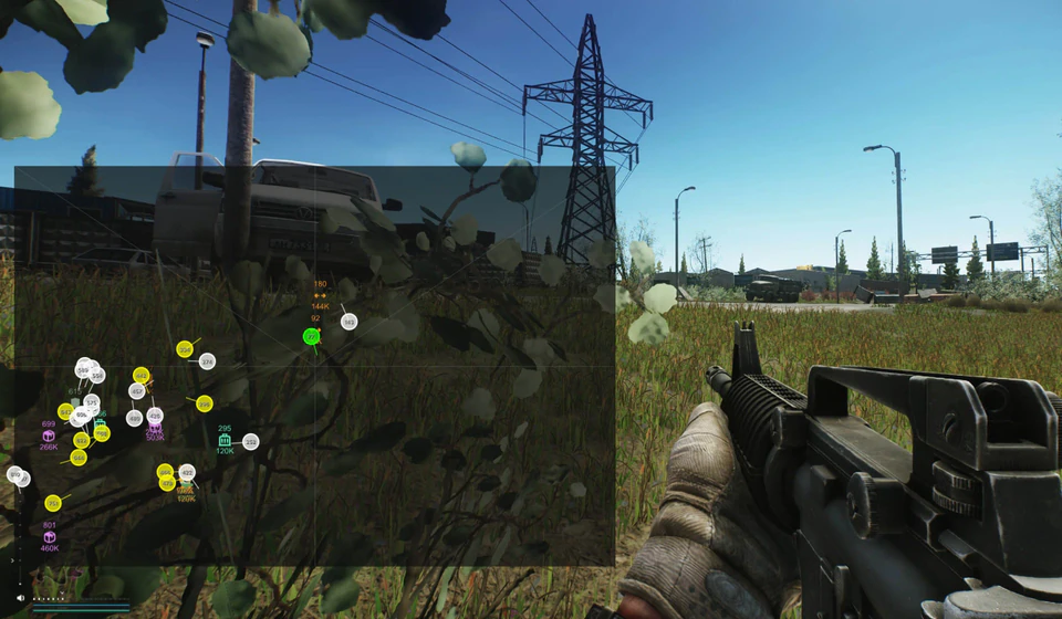 Escape from Tarkov radar hack and loot ESP with value icons enemy dots and extract awareness outdoors