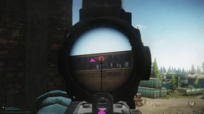 Escape from Tarkov thermal ESP highlighting players through walls in low-light Labs corridors
